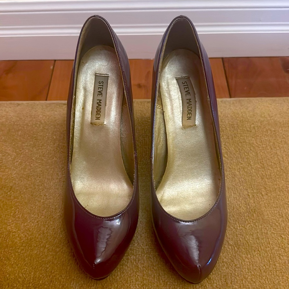 Steve Madden Dark Purple Leather Heels – Worn Once (Size 8)